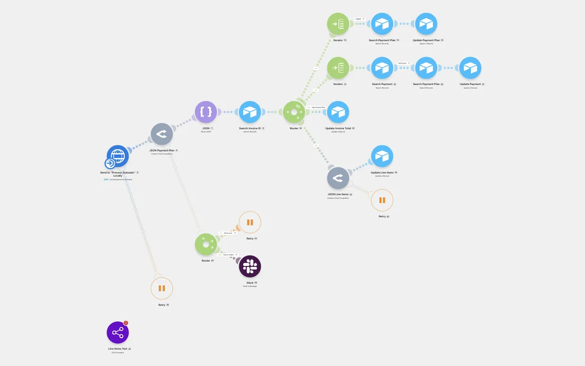 The automation built for The Makenzie House that reads each invoice and updates its payment plan